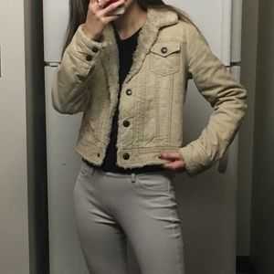 sherpa lined fur tan corduroy jacket